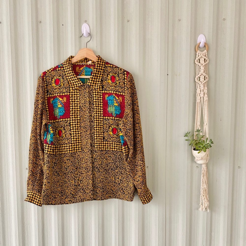 Vintage Versace Style Silk Blouse